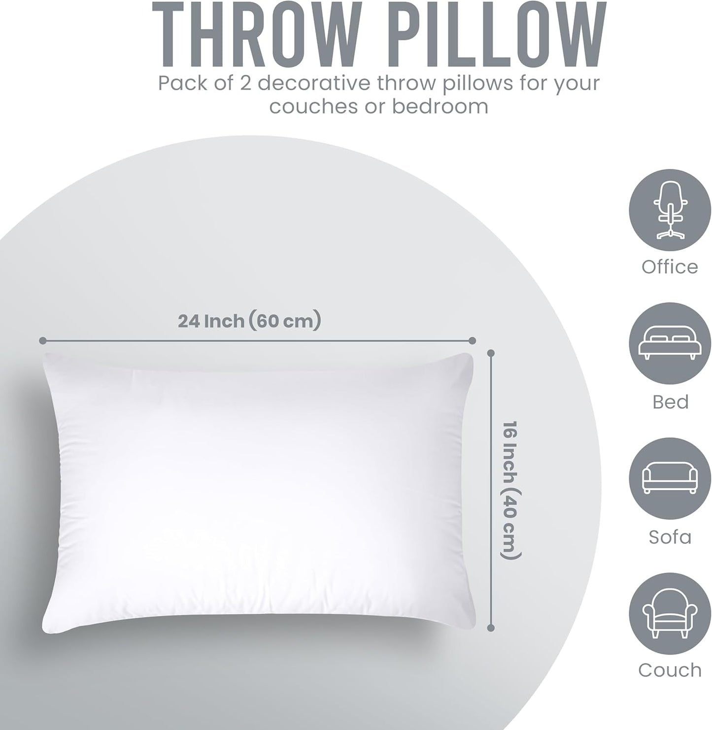 Utopia Bedding 18x18 Pillow Inserts, Set of 2, White – Indoor Decorative Throw Pillows for Bed, Sofa & Couch – Soft, Supportive & Fluffy Cushion Inserts