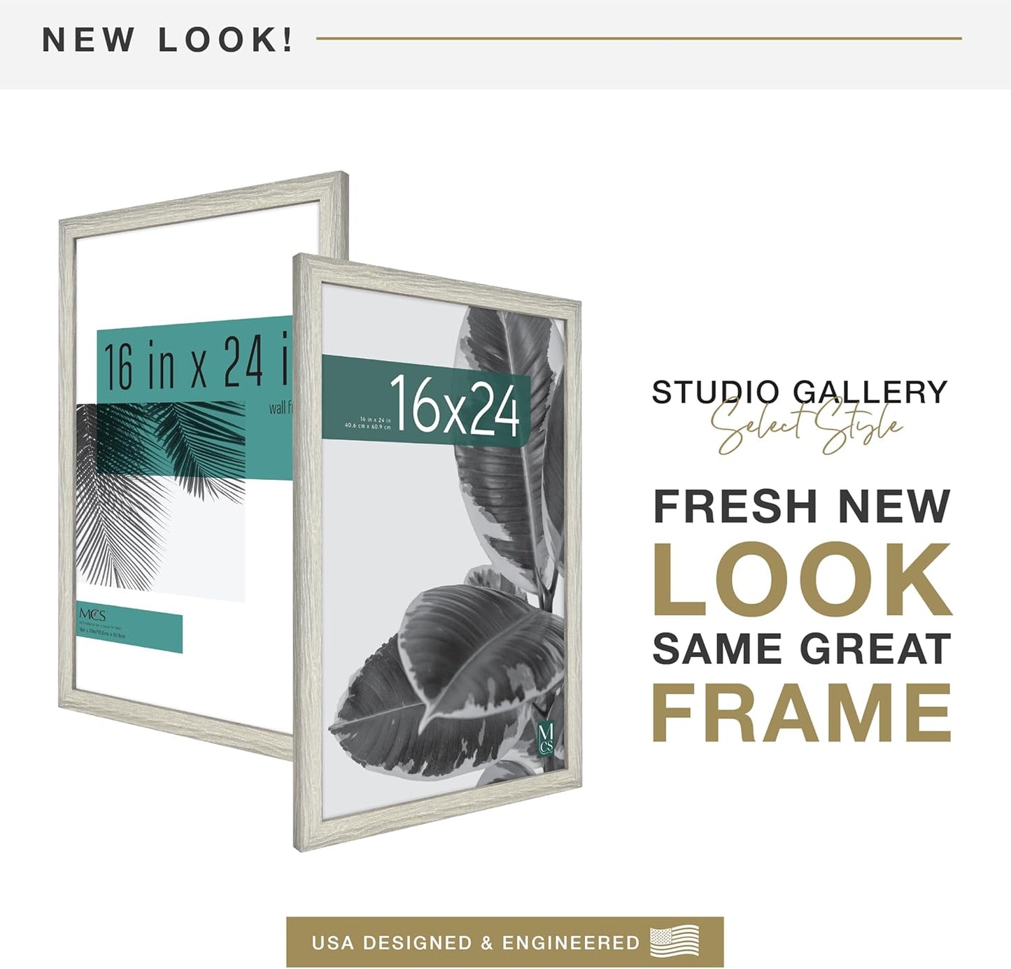 MCS Studio Gallery 16x24 Poster Frame Black Woodgrain Engineered Wood, Vertical & Horizontal Wall Hanging Large Picture Frame for Photos, Posters & Art Prints (1-Pack)
