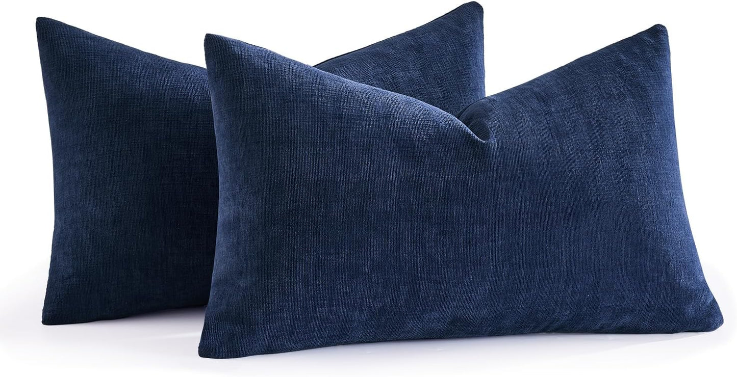 MIULEE Olive Green Couch Pillow Covers 18x18 Inch, Set of 2 Soft Chenille Decorative Square Throw Pillow Covers Farmhouse for Sofa Living Room Bed