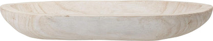 Bloomingville Hand-Carved Paulownia Wood Bowl with Whitewashed Finish