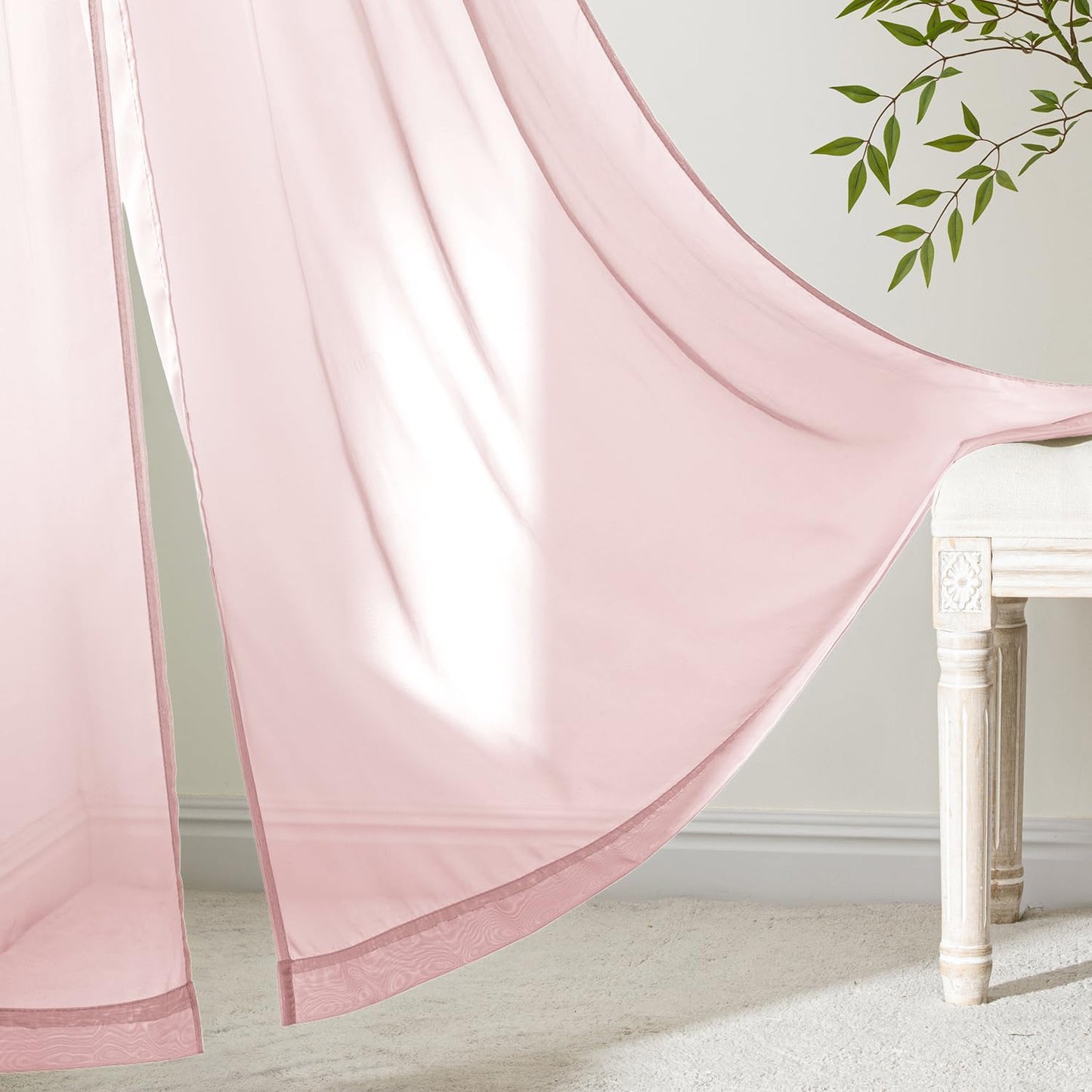 MIULEE White Sheer Curtains 84 Inches Long, 4 Panels Set, Light Filtering Rod Pocket Voile Drapes for Living Room and Bedroom, Airy Soft Fabric Window Treatments, 42 x 84 Inches