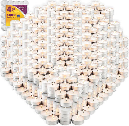 MontoPack Unscented Tea Light Candles 45 Pack | 4 Hours, White, Smokeless, Dripless Small Votive Paraffin Tealights | Long-Lasting for Home, Shabbat, Weddings, Events, Emergencies | Mini Candles Bulk