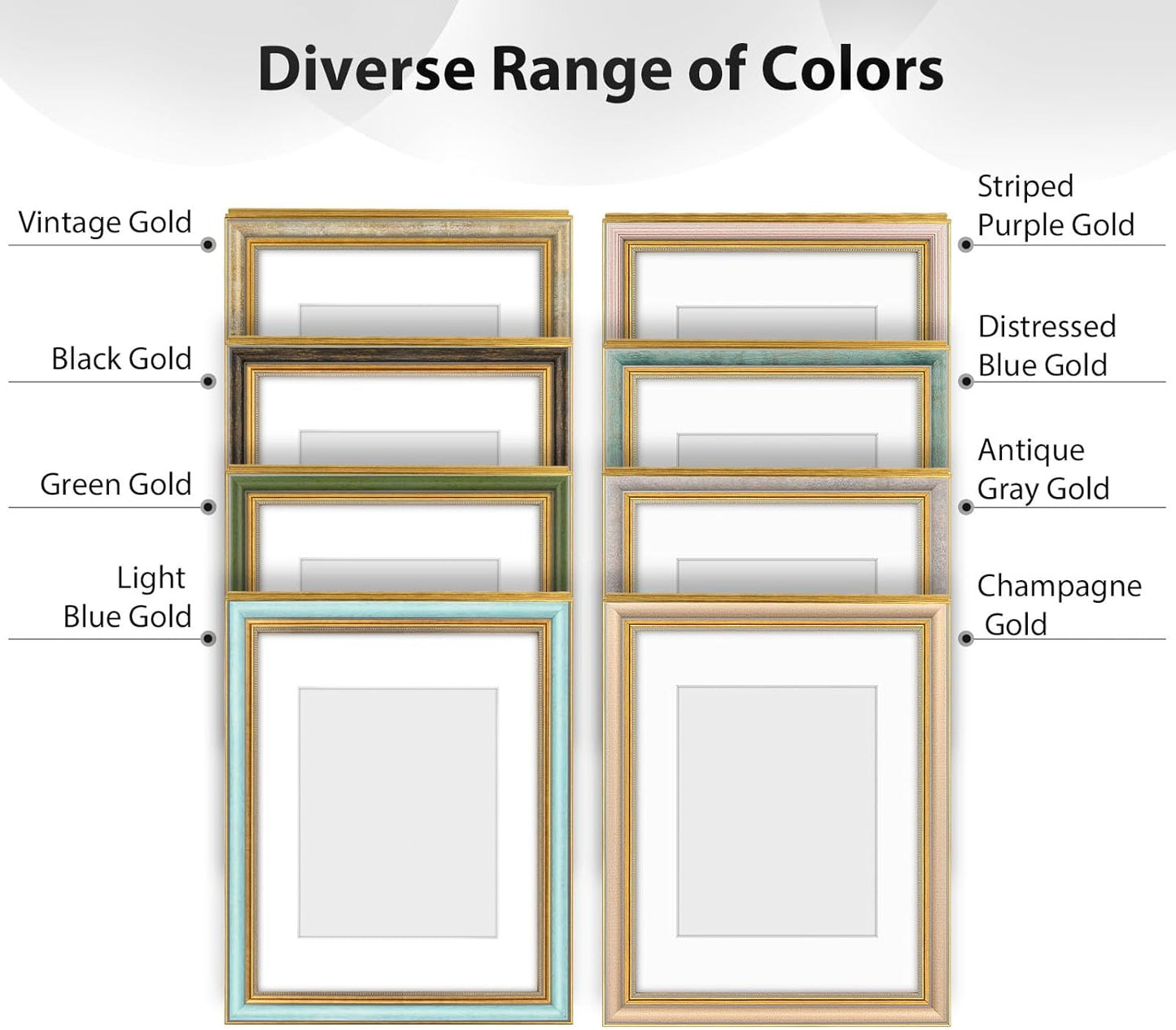 Golden State Art,11x14 Ornate Picture Frame for 8x10 Photo with Mat or 11 x 14 Prints without Mat,Real Glass Wall Display(Color:Green Gold)