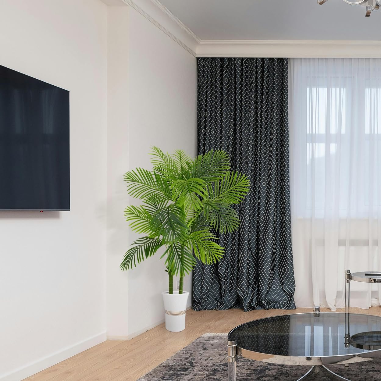 Warmplants Artificial Ficus Tree, 7ft Silk Fake Ficus Leaves Plant with Basket, Indoor Outdoor Faux Green Tree for Home Garden Office House Livingroom Décor