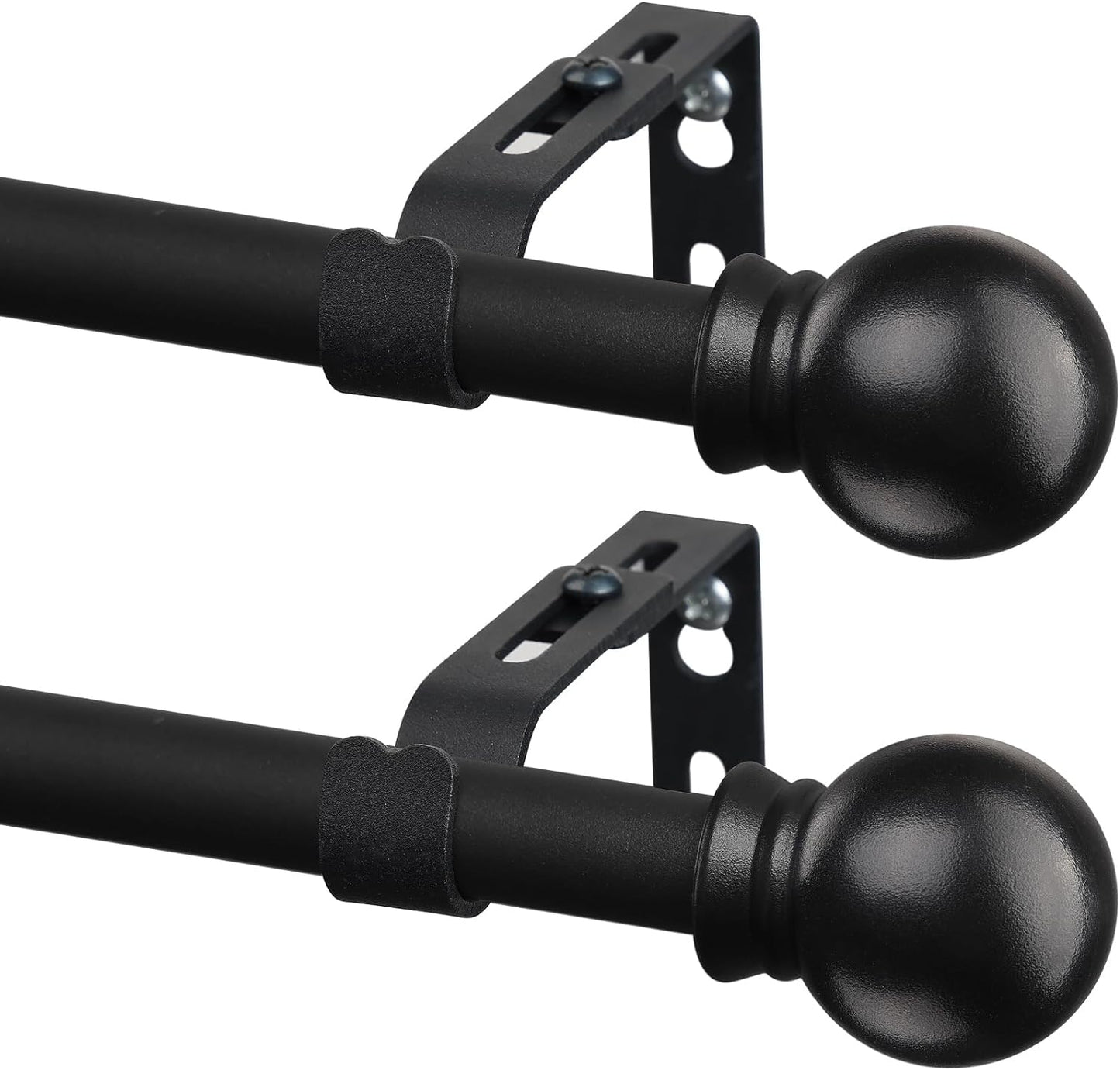 2 Pack Black Curtain Rods for Windows 28 to 48 inch, 5/8 inch Small Cafe Window Curtain Rods, Short Drapery Rod for Bedroom Kitchen (Size：30-50 Inch, Matte Black)