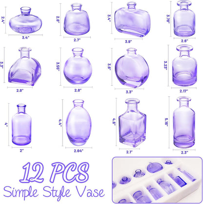 Bud Vases Set of 12, Clear Glass Bud Vase in Bulk, Small Vases for Centerpiece Mini Modern Flower Vase Transparent, Wedding Party Table Home Decor