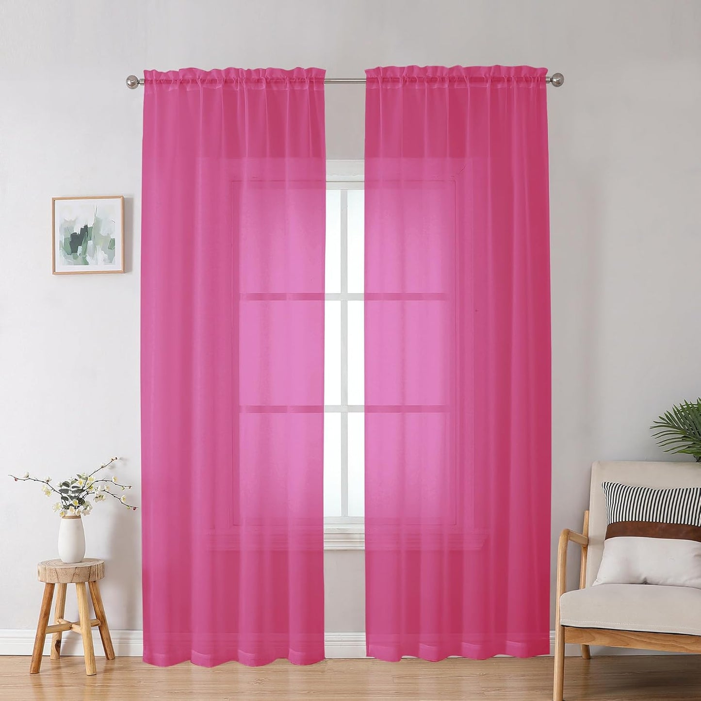 OWENIE Sheer Curtains 84 inches Long 2 Panels Set for Living Room/Bedroom, Rod Pocket Voile Sheer Panel Drapes, White, 2pcs, Each 42" W x 84" L - Colors B