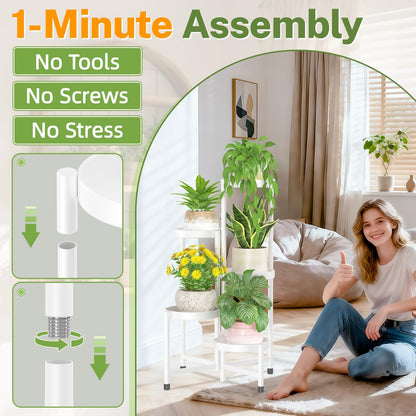iDavosic.ly Plant Stand Indoor Outdoor, 5 Tier Corner Metal Flower Display Holder Shelf, Folding Tall Orchid Rack for Patio Balcony Porch Garden Living Room House, Black
