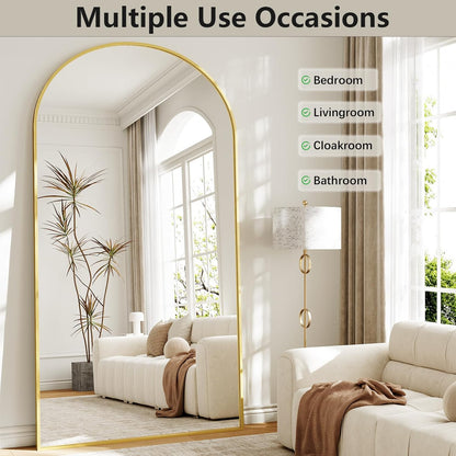 57" x 20" Arched Full Length Mirror - Wall Mounted/Floor Mirror Aluminum Alloy Frame Full Body Mirrors for Bathroom Living Room Bedroom and Entryway,Black