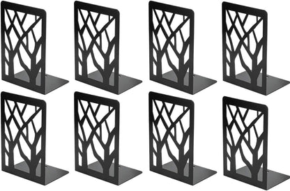 MaxGear Book Ends Tree Design Modern Bookends for Shelves, Non-Skid Bookend, Heavy Duty Metal Book Stopper for Books/DVDs, Decorative CD Holder & Video Game Organizer, 7 x 4.7 x 3.5”, Black