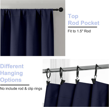 Simplebrand Ava Sage Green Blackout Curtains for Bedroom 63 Inch Length 2 Panels Set, Solid Thermal Insulated Energy Saving Rod Pocket Window Treatment Curtains Blackout Drapes, W40 x L63 Inch, Sage - Colors B