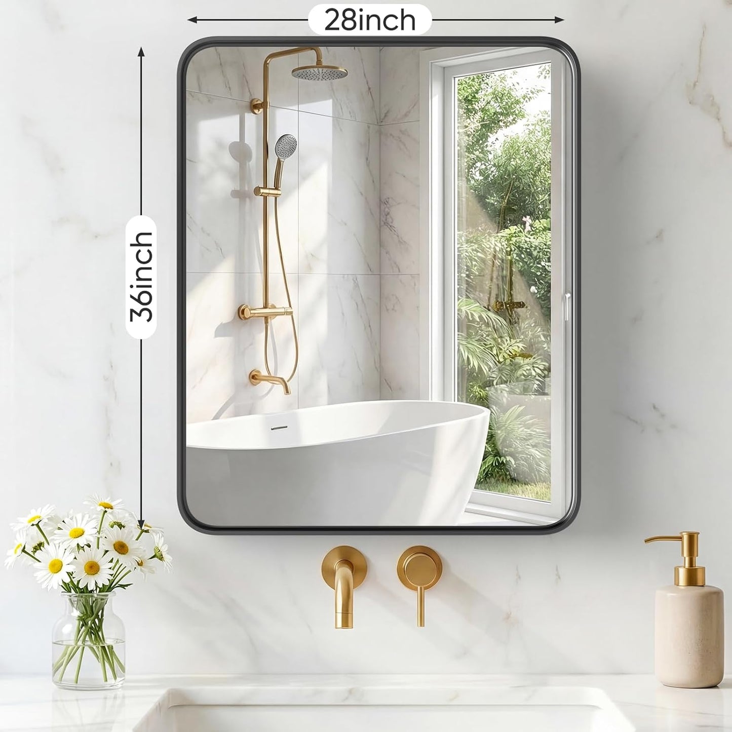 NEWBULIG Gold Round Wall Mirror 36 Inch, Bathroom Mirrors for Over Sink, Wall Decor for Bathroom, Entryway, Bedroom, Vanity