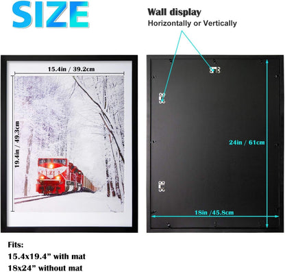 Egofine 12x16 Picture Frame Black, Covered by Plexiglass Made of Solid Wood, Display Pictures 9x12 and 11x14 with Mat or 12x16 Without Mat, for Wall Mounting Photo Frame - Colors B