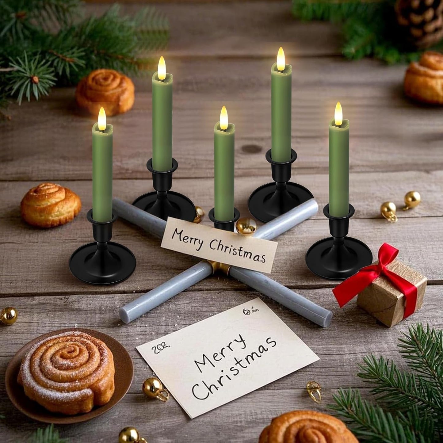 KSWING Upgraded Real Wax Short LED Flameless Taper Candles with Remote, 6 PCS White Candlesticks Battery Operated 3D Flickering - 6" Realistic Fake Candle Sticks for Home/Wedding/Fireplace Xmas Decor