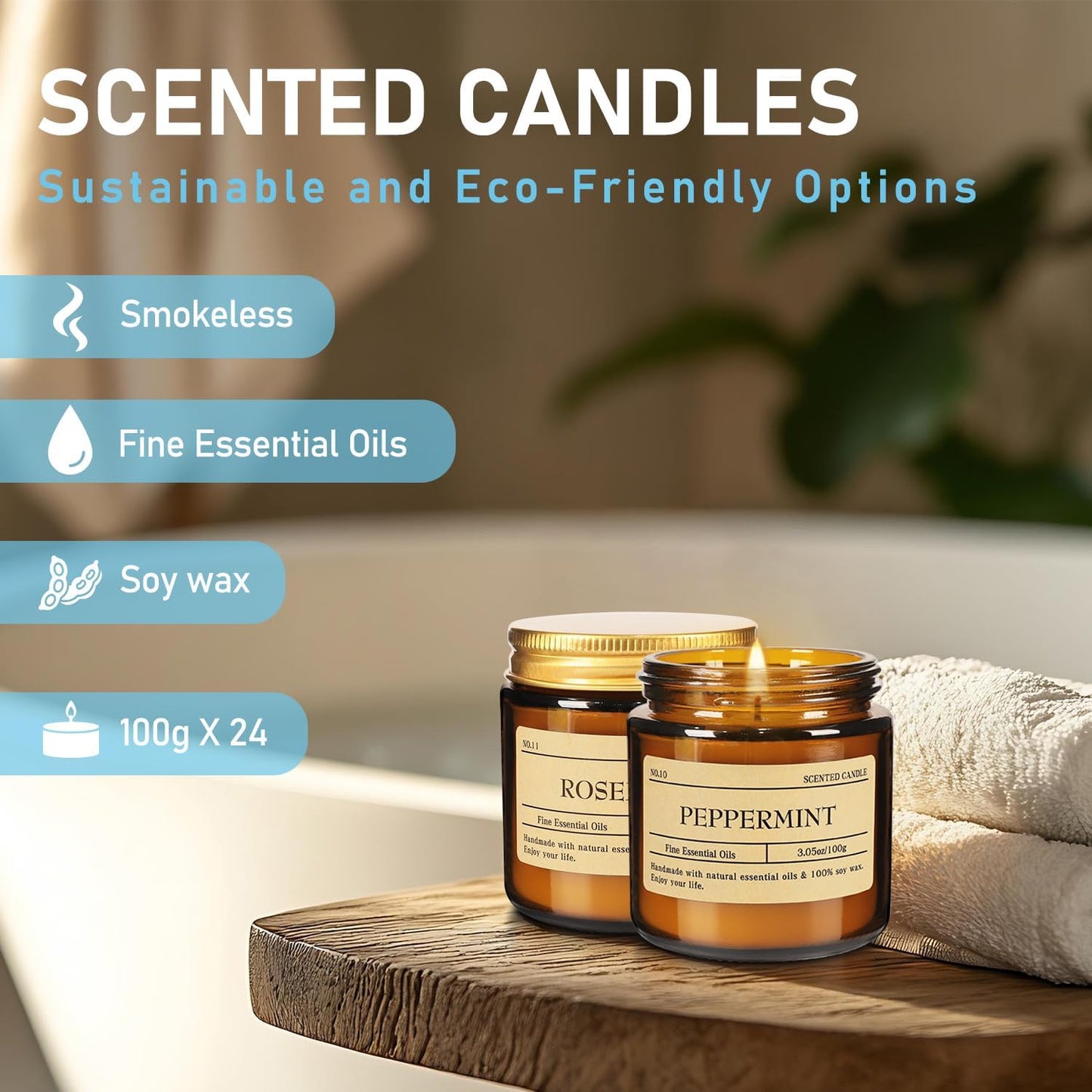Howemon 24 Pack Scented Candles Set for Home, Relaxing Stress Relief, Aromatherapy - Natural Soy Wax and Fragrance - Gifts for Women, Mom, Best Friend, Wife, Birthday