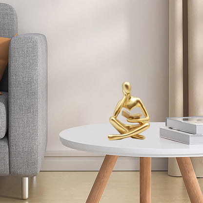 Jinkoozz Reading Women Statue, Thinker Sculptures, Abstract Art Ornament, Modern Aesthetic Figurine Decoration, Suitable for Home Living Room Bedroom Office Shelf Table Desk Bookshelf Decor
