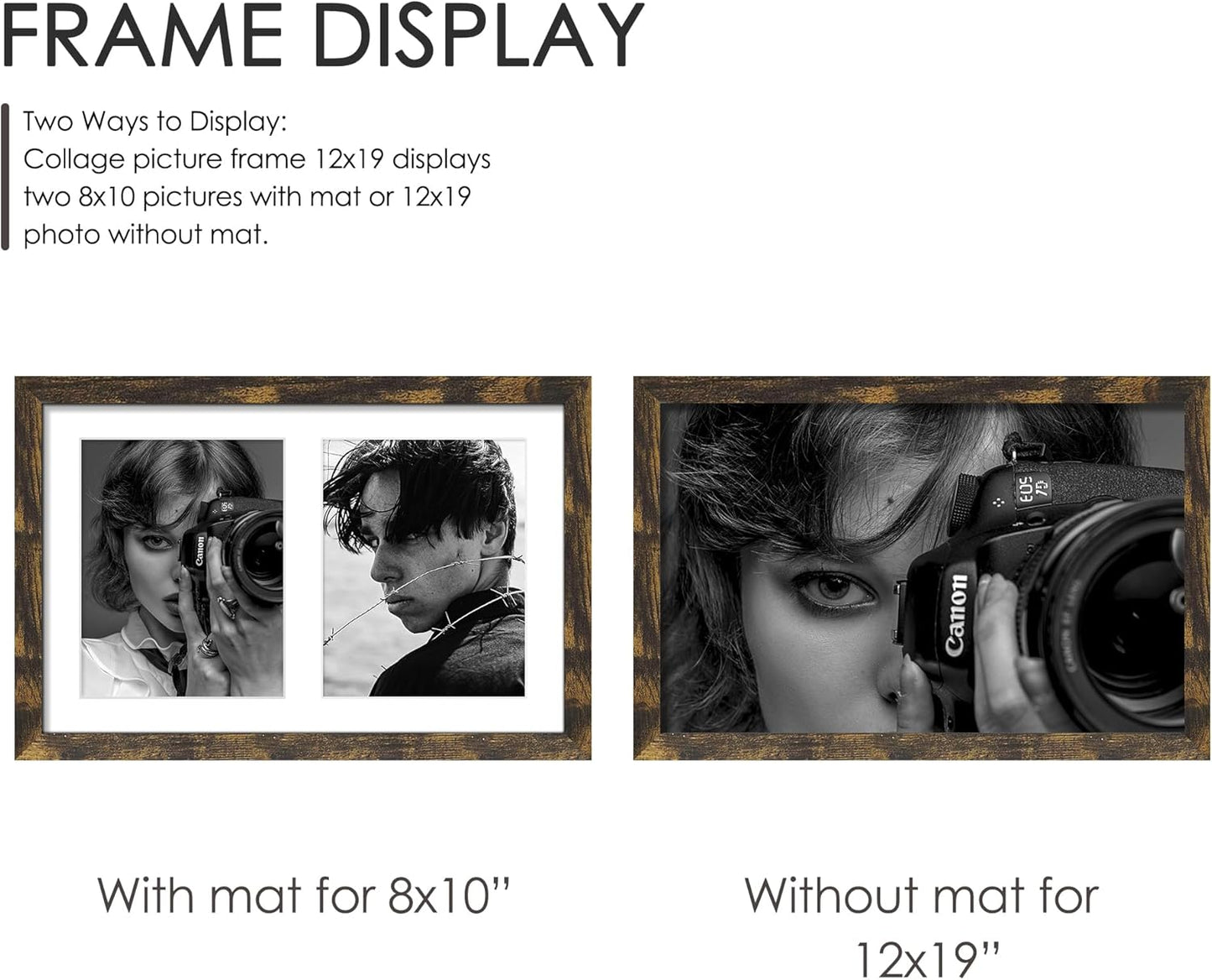 DUENPY 14x26 Collage Picture Frame 4x6 Collage Picture Frame Displays Twelve 4x6 inch Photos Available Horizontal Wall Mounting Display and Vertical Black - Colors B