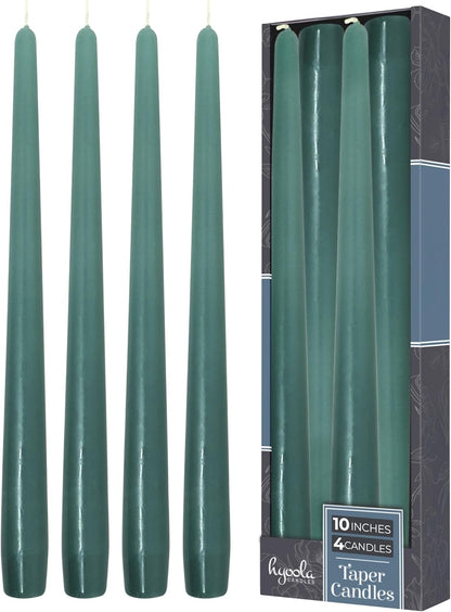 Hyoola Tall Taper Candles - 10 Inch Metallic Gold Unscented Dripless Taper Candles - 8 Hour Burn Time - 4 Pack