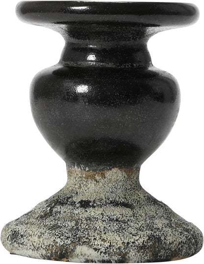 Creative Co-Op Small Distressed Blue Terracotta Pillar Candle Holder
