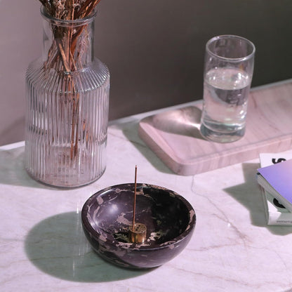 Koville Italian Travertine Incense Holder, 6" Incense Holders for Sticks, Sturdy Incense Burner Ash Catcher, Ideal for Meditation, Relaxing, Easy to Clean