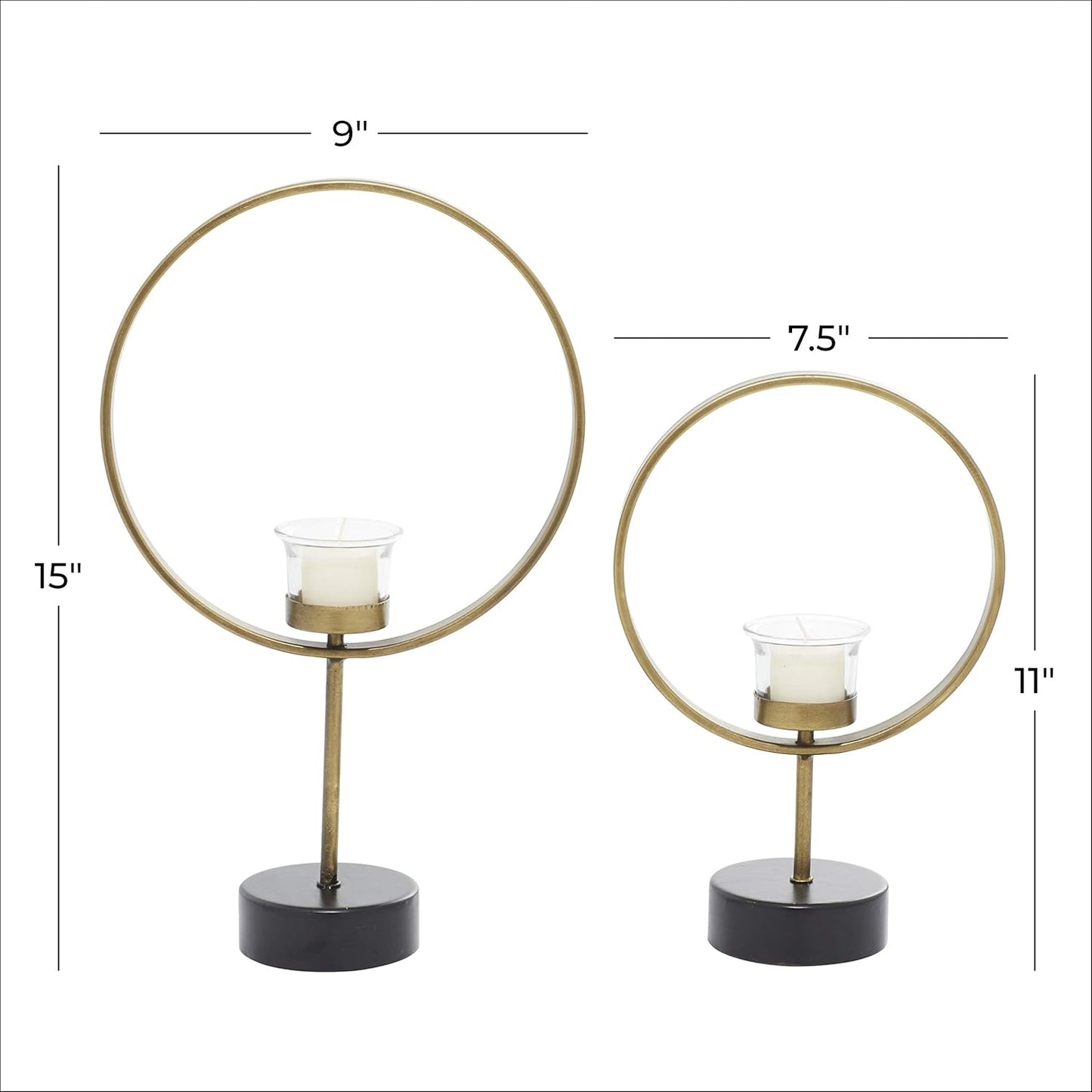 Deco 79 Metal Abstract Decorative Candle Holder Mushroom Inspired Candle Stand, Set of 2 Candlestick Holder 11", 14"H, Gold