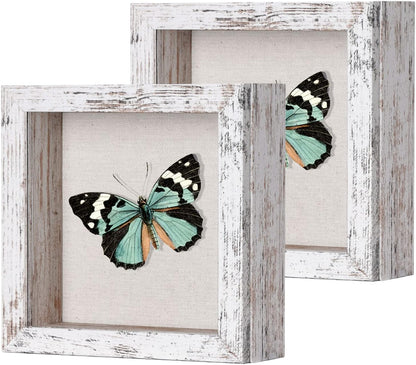 Califortree 8x10 Shadow Box Frame with Linen Back - Sturdy Rustic Memory Display Case of Flower, Pictures, Medals and More, White
