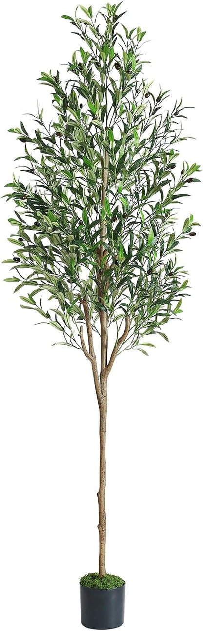 Alupssuc Olive Trees Artificial Indoor, 6FT Tall Faux Olive Tree with White Planter, Artificial Plants with Lifelike Fruits and Realistic Leaves for Modern Home Office Living Room Decor