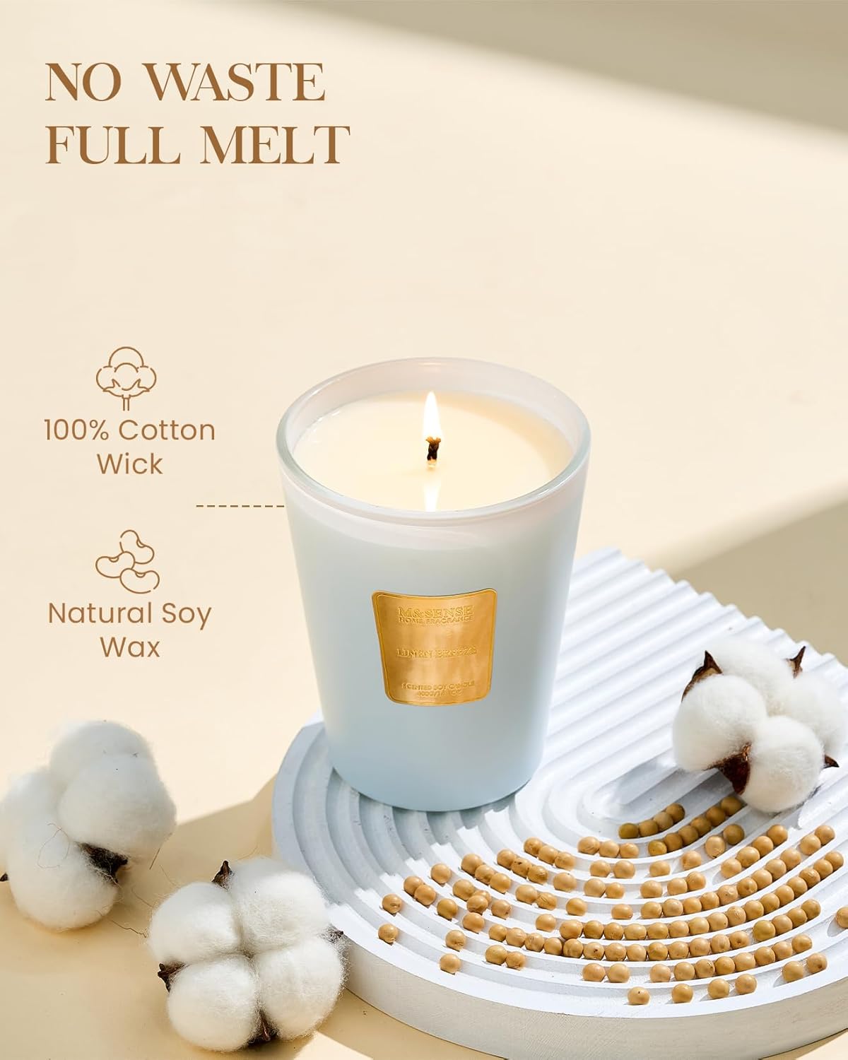 M&SENSE Jasmine Candles Highly Scented 3 Wick 35oz 150 Hours Burn Extra Large Jar Candles for Women, Natural Soy Wax Aromatherapy Candle for Stress Relief, Meditation, Yoga, Spa - Colors A