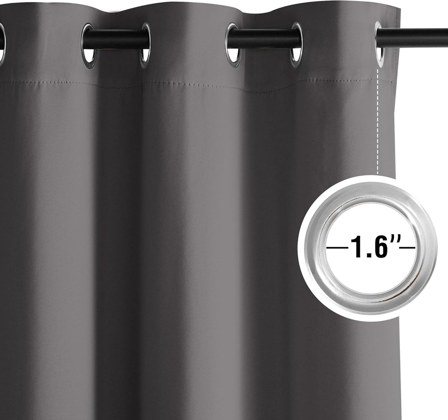 NICETOWN Halloween Pitch Black Solid Thermal Insulated Grommet Blackout Curtains/Drapes for Bedroom Window (2 Panels, 42 inches Wide by 63 inches Long, Black) - Colors E