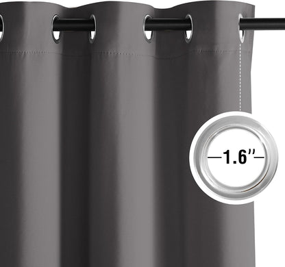 NICETOWN Halloween Pitch Black Solid Thermal Insulated Grommet Blackout Curtains/Drapes for Bedroom Window (2 Panels, 42 inches Wide by 63 inches Long, Black) - Colors E