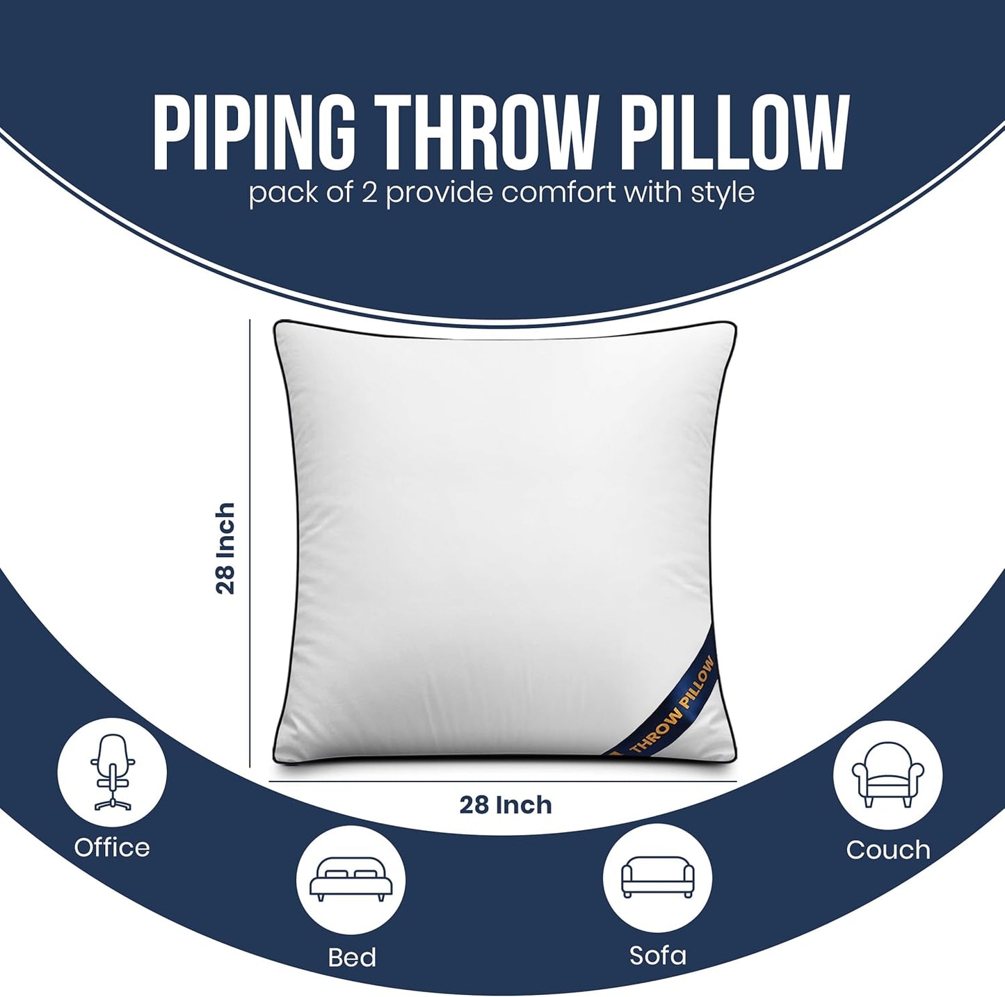 Utopia Bedding Throw Pillow Inserts (Pack of 4, White), 18 x 18 Inches Decorative Indoor Pillows for Sofa, Bed, Couch, Cushion Sham Stuffer