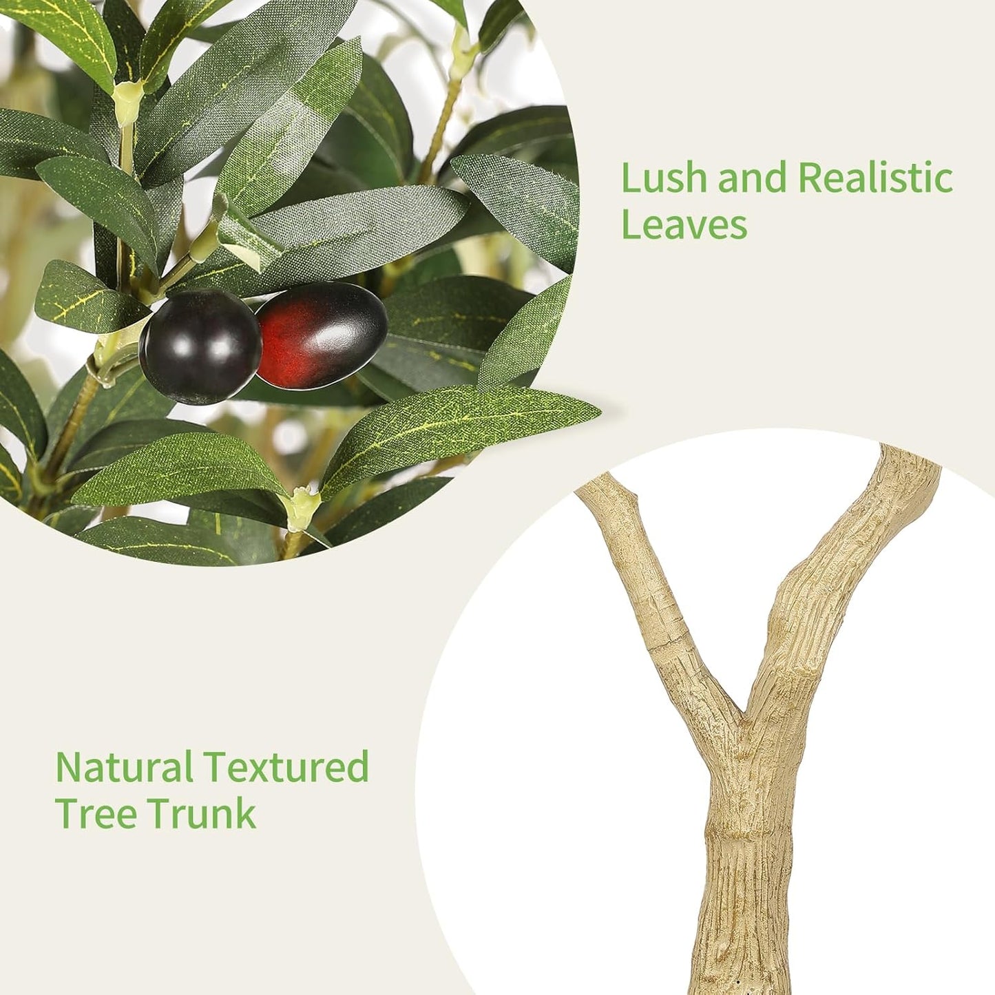 Realead 6ft Artificial Olive Tree with Tall Exquisite Planter - Realistic Faux Olive Tree with Thick Trunk and Lifelike Fruits - Large Fake Olive Tree for Home Office Decor