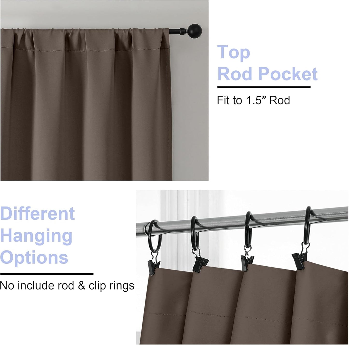 Simplebrand Ava Sage Green Blackout Curtains for Bedroom 63 Inch Length 2 Panels Set, Solid Thermal Insulated Energy Saving Rod Pocket Window Treatment Curtains Blackout Drapes, W40 x L63 Inch, Sage - Colors B