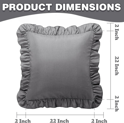 KKJIAF Ruffle Pillow Cases 26x26 Inches, White Square Ruffled Pillow Covers Set of 2, Microfiber Wrinkle Resistant Pillow Shams with Envelope Closure for Sofa Bed Living Room