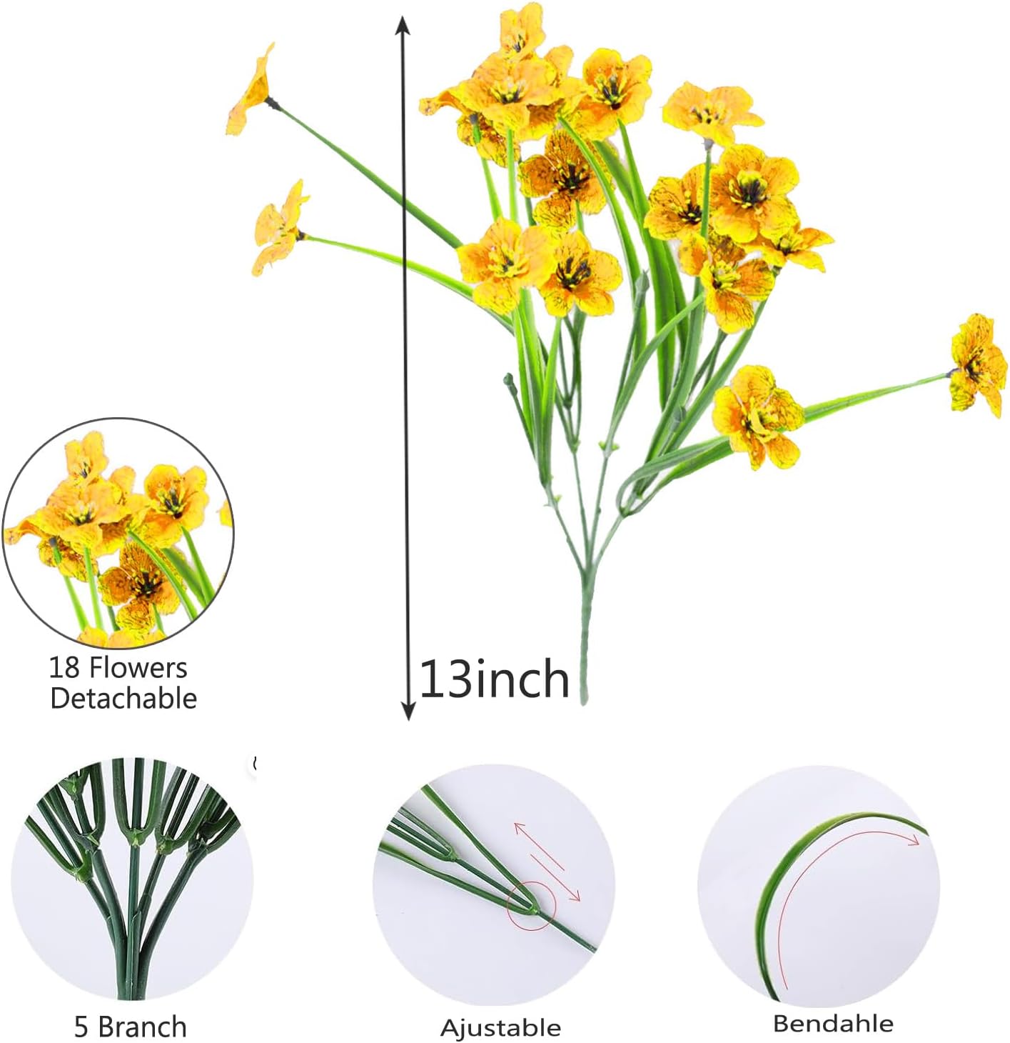 6Bundles Artificial Flowers for Indoor,No Fade Fake Plastic Flowers Faux Plants for Decoration Hanging Planters Garden Porch Window Box Home Wedding Farmhouse (Small Flower)
