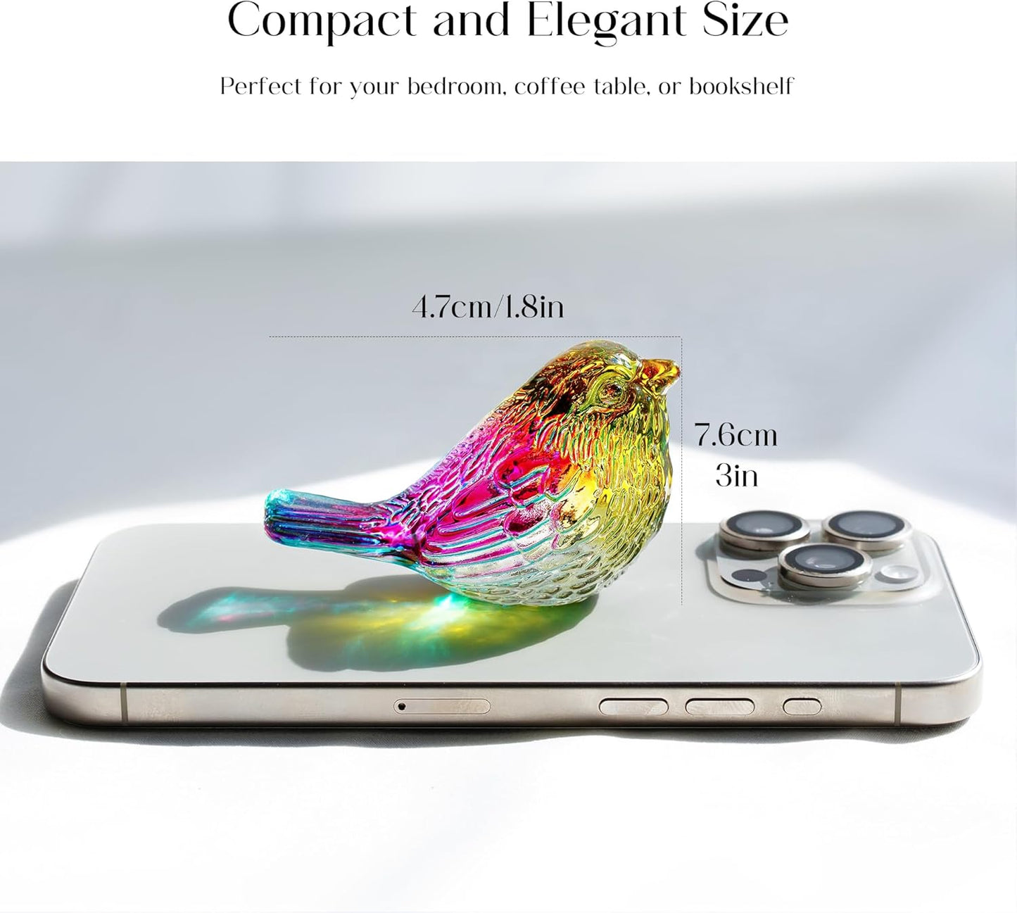 H&D HYALINE & DORA Blue Glass Bird Figurines Bird Gifts for Bird Lovers Women Crystal Glass Animal Figurine Collectible for Home Shelf Decor
