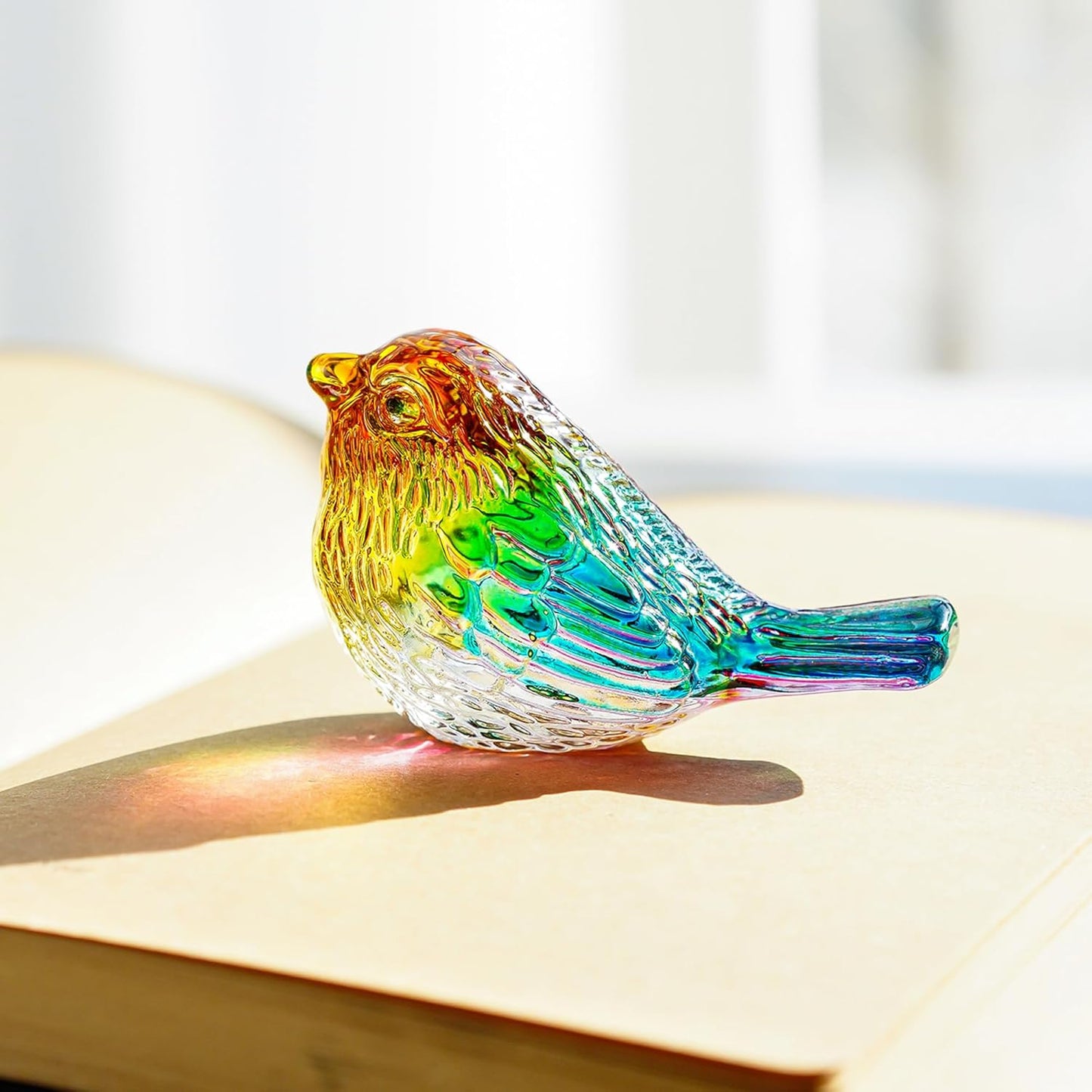 H&D HYALINE & DORA Blue Glass Bird Figurines Bird Gifts for Bird Lovers Women Crystal Glass Animal Figurine Collectible for Home Shelf Decor