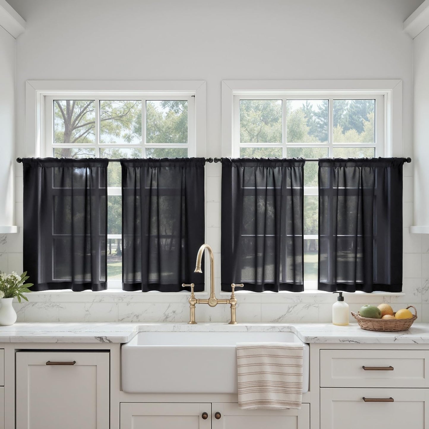 MIULEE White Sheer Curtains 84 Inches Long, 4 Panels Set, Light Filtering Rod Pocket Voile Drapes for Living Room and Bedroom, Airy Soft Fabric Window Treatments, 42 x 84 Inches