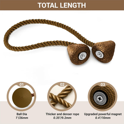 Hion Magnetic Curtain Tiebacks Black 2pcs, Curtain Tiebacks Buckles Holdbacks Holders Hooks Clip for Home Outdoor Bedroom Office Decorative Curtain