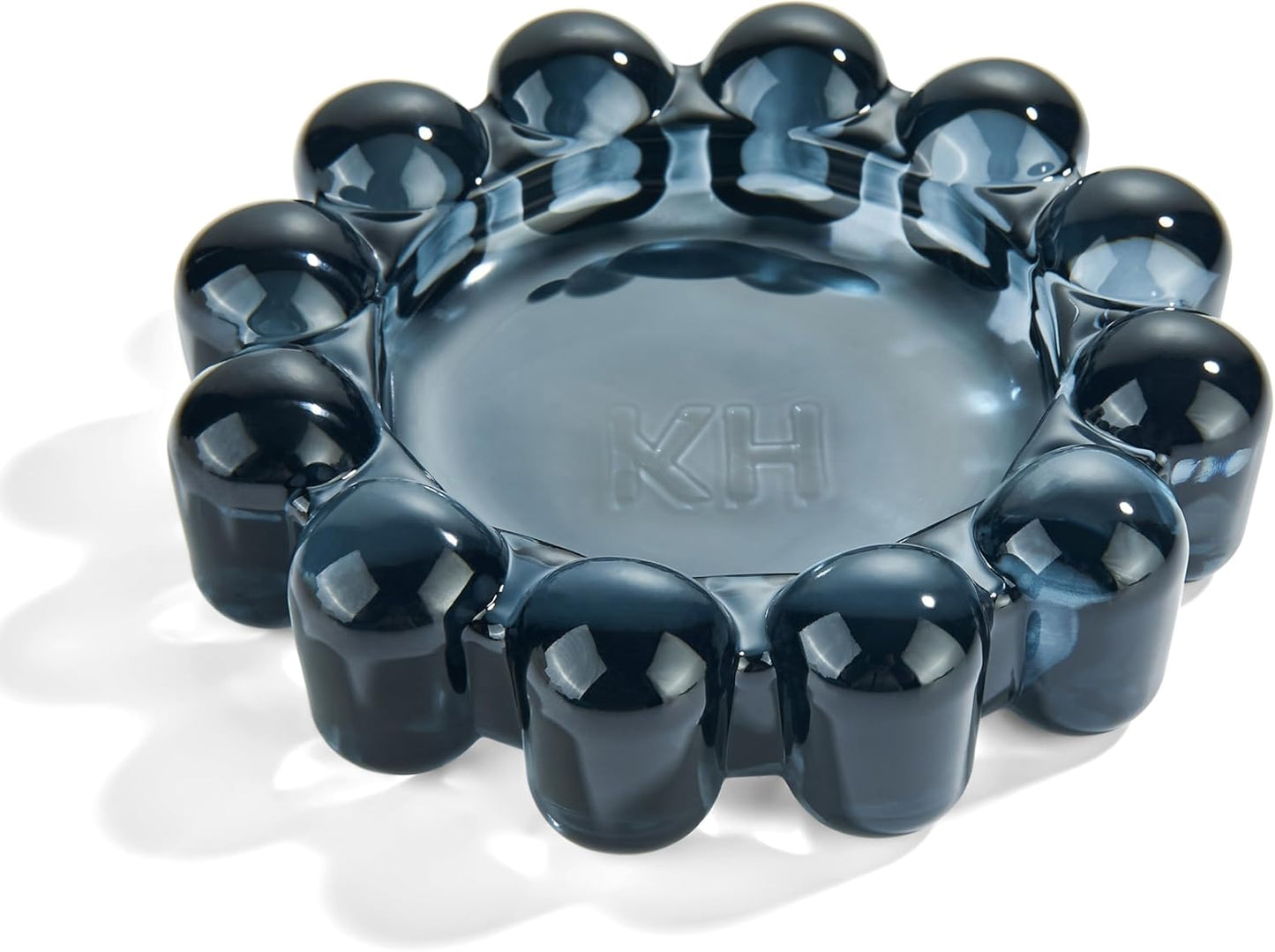 khtumeware Chic Smoky Bubble Glass Candle Dish – Modern Clear Glass Candle Holder for Tealights & Diffusers, Decorative Tray for Home & Tabletop Decor（1 Pack）