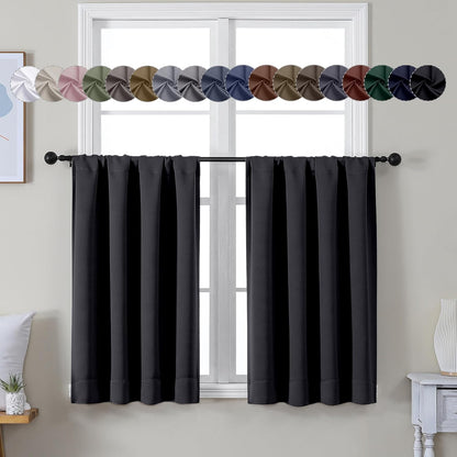Simplebrand Ava Sage Green Blackout Curtains for Bedroom 63 Inch Length 2 Panels Set, Solid Thermal Insulated Energy Saving Rod Pocket Window Treatment Curtains Blackout Drapes, W40 x L63 Inch, Sage - Colors C