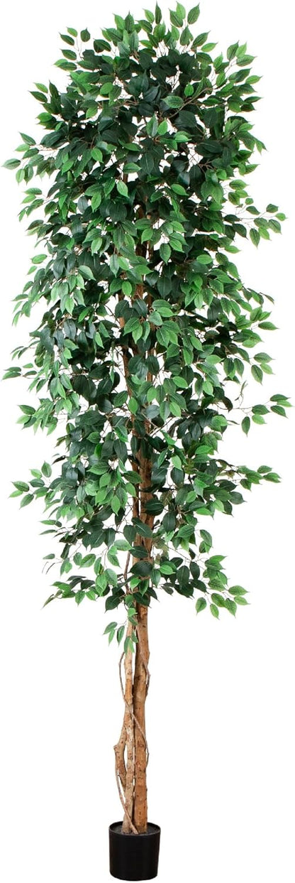 Nearly Natural 4ft Triple Trunk Ficus Silk Tree with Natural Wood Trunks and Dense Foliage, Mid-Size Faux Floor Plant for Home and Office