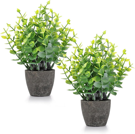 FAVOWREATH 4 Pack Fake Plants Ceramic Mini Artificial Greenery Potted Plants for Home Decor Office Decor Room Decor Farmhouse Decor Indoor Table Bathroom Decor