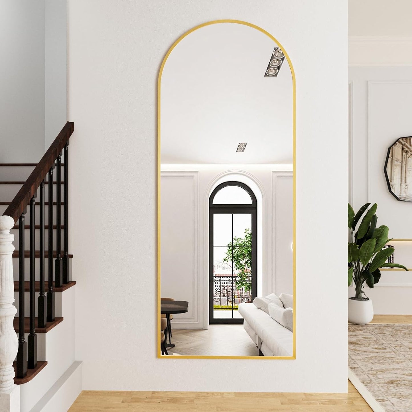Mirror Full Length, 71"x26" Arched Full Length Mirror, Arch Mirror with Stand, Large Standing Mirrors, Oversized Full Body Mirrors with Aluminum Frame for Bedroom, Living Room (White)