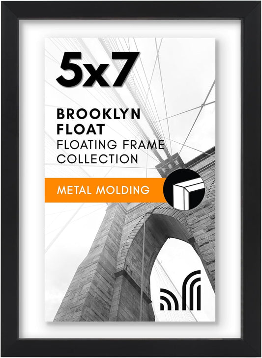 Americanflat Aluminum 11x14 Floating Picture Frame with Shatter-Resistant Glass - Use as 8x10 Picture Frame or Display 11x14 Photo - Signature Float Collection - Photo Frames for Wall Display - Black