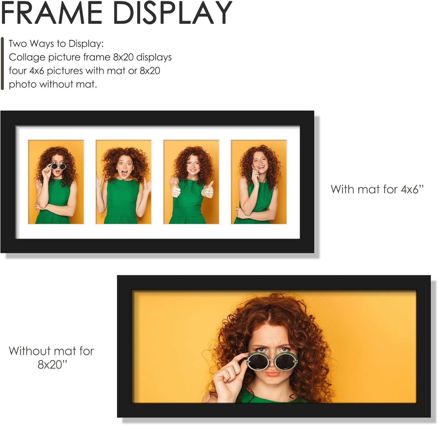 DUENPY 14x26 Collage Picture Frame 4x6 Collage Picture Frame Displays Twelve 4x6 inch Photos Available Horizontal Wall Mounting Display and Vertical Black - Colors A