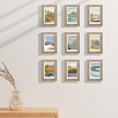 Vittanly 8x10 Picture Frames Set of 9, Shatter Resistant Plexiglass, Display 5x7 Pictures with Mat or 8x10 without Mat, Photo Frames for Wall or Tabletop, Engineered Wood, Black - Colors B