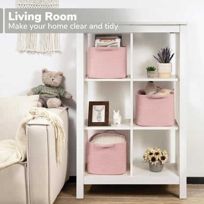 Goodpick Cube Storage Bins - Towel, Book, Cloth, Shoes, Closet Shelf Woven Baskets for Office, Baby Laundry, Toys, 13''x10''x9''