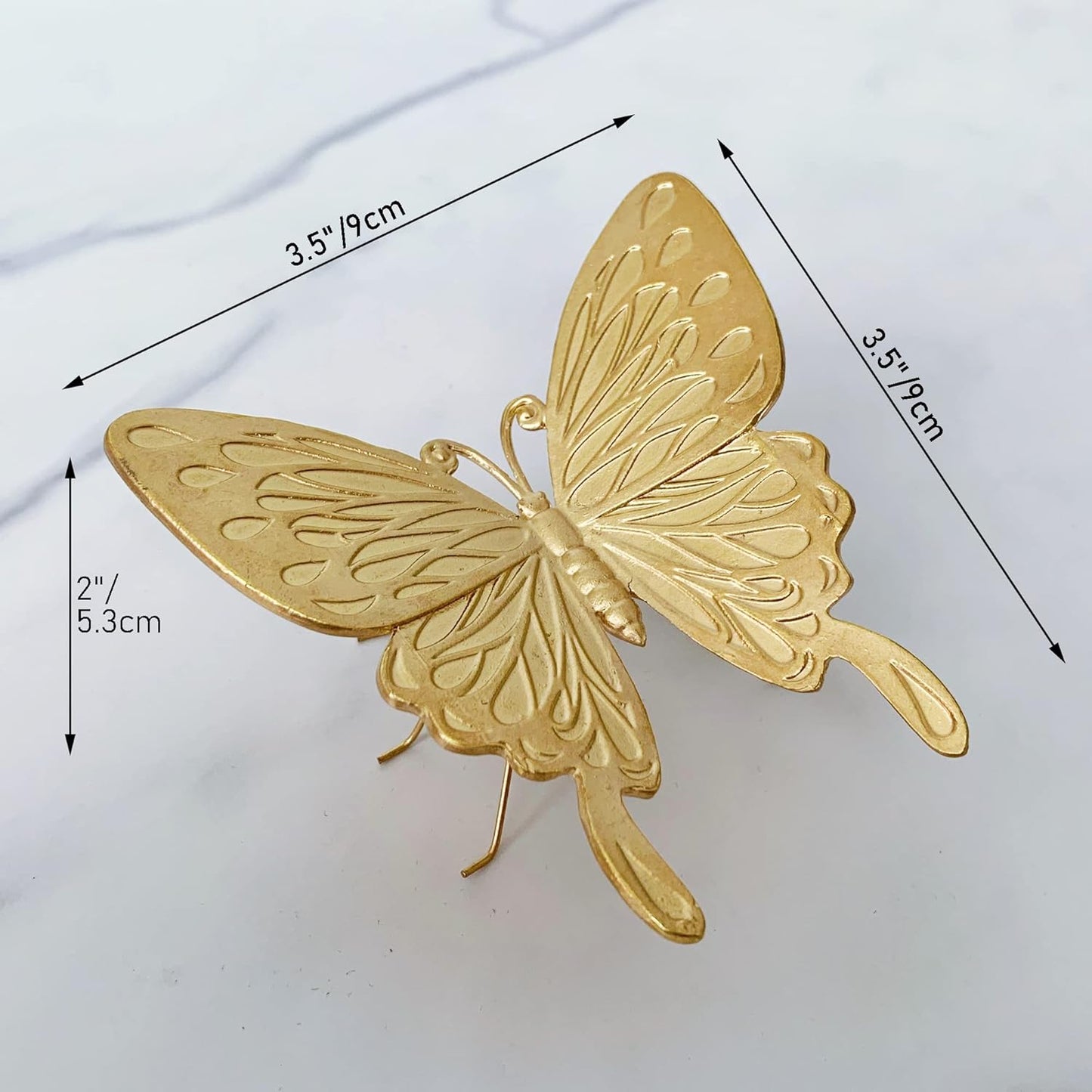 Gold Butterfly Sculpture Solid Metal Insect Ornament Mini Butterfly Figurine for Home Office Garden Desktop Decor