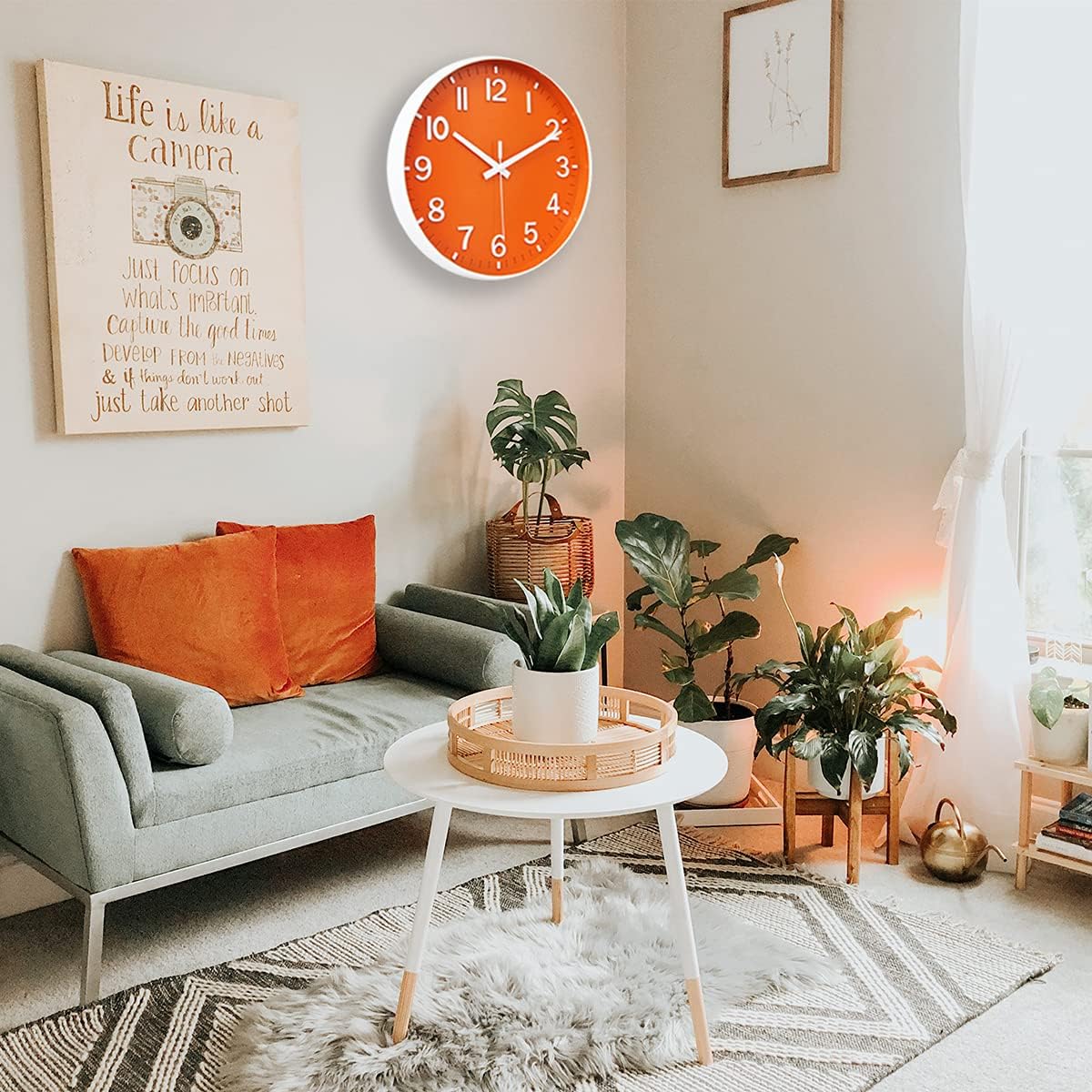 HZDHCLH Wall Clocks Battery Operated,12 inch Silent Non Ticking Modern Wall Clock for Living Room Bedroom Kitchen Office Classroom Decor (Olive Green and Gold)